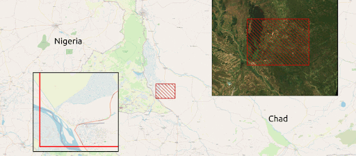 Figura 4 Área que cubria el mapa participativo creado con datos satelitales en EOSDA Landviewer. Fuente EOS Data Analytics.